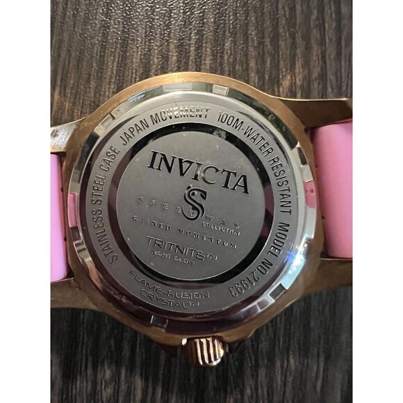 Invicta Womens Pink Silicone Strap Chronograph Watch With Gold-Tone Stainless - Picture 4 of 6